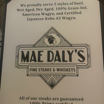 Mae Daly's - Menu cover - Steakhouses Near Me - Las Vegas, Nevada Mae Daly's - Menu cover - Steakhouses Near Me - Las Vegas, Nevada
