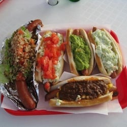 Pink's Hot Dogs - Millennium dog, Johnny Grant, Guacamole Dog, Coleslaw, Chili Dog