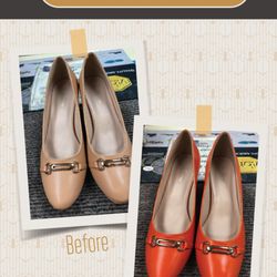 Cento Shoes - before and after shoe dyeing.