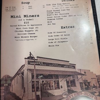 Miner's Diner - Menu as of 12/30/25 - American Near Me - Julian, California