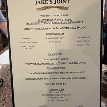 Jake's Joint - Specials - New American Near Me - Ardmore, Oklahoma