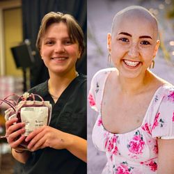 KTVN - 2 News Nevada - Kate from Vitalant at the Atlantis KTVN blood drive holds my 2 donated bags of RBC's... Katie Histing has had 85 units...