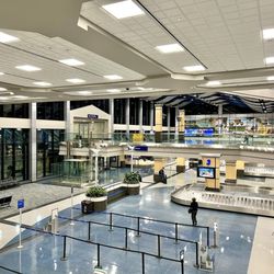 Huntsville International Airport - Baggage claim. Rental vehicle counter is located in the same area.