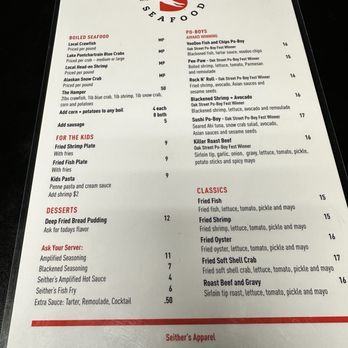 Seither's Seafood - Menu - Seafood Near Me - Harahan, Louisiana