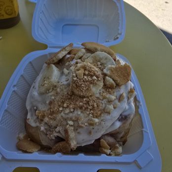 All About The Cinnamon - The Pharrell Cinnamon Roll topped with banana pudding - Desserts Near Me - Sherman Oaks, California