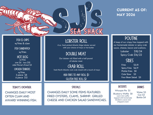 Menu photo 1 SJ’s Sea Shack Boothbay Harbor, ME