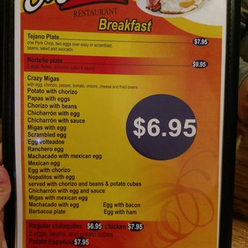 Sun Rise Cafe - a menu for breakfast - Mexican Near Me - Weslaco, Texas