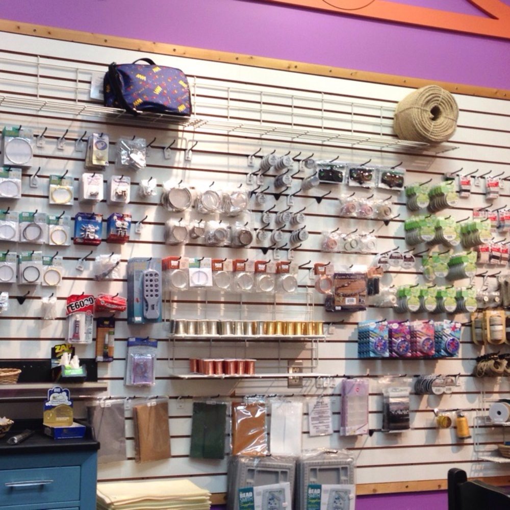 The downstairs area where the cheaper beads art and the wire to wire them with.