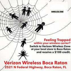 Verizon Authorized Retailer - Wireless Zone - SPECIAL OFFER: Switch to a better wireless network today at Boca Raton's local Verizon Wireless Zone and receive a $100 credit!
