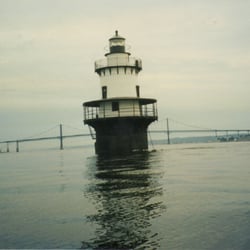 Hog Island Lighthouse - Newport Bridge in the back.