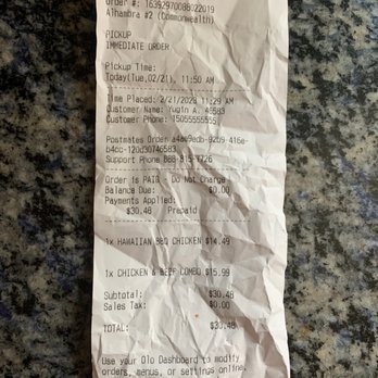 Ono Hawaiian BBQ - Receipt - Hawaiian Near Me - Alhambra, California Ono Hawaiian BBQ - Receipt - Hawaiian Near Me - Alhambra, California