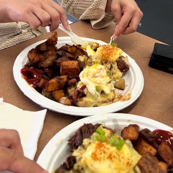 Button Up Cafe - 1. Corn Beef Hash Eggs Benny 3. Korean Braised Short Rib Eggs Benny - Breakfast & Brunch Near Me - Pearl City, Hawaii Button Up Cafe - 1. Corn Beef Hash Eggs Benny 3. Korean Braised Short Rib Eggs Benny - Breakfast & Brunch Near Me - Pearl City, Hawaii