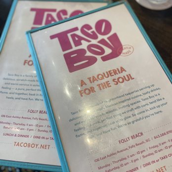 Taco Boy - Menu - Mexican Near Me - Folly Beach, South Carolina