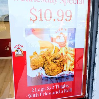 Lickin - Wednesday Special - Dark Meat (2 legs& 2thighs) with seasoned fries and a roll - Fish & Chips Near Me - Fort Worth, Texas