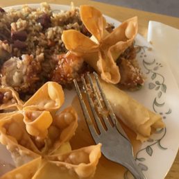 a plate of food with a fork