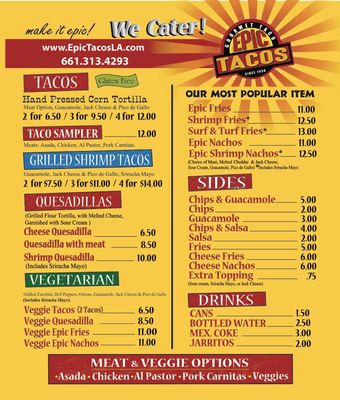 Menu photo 5 Epic Tacos Simi Valley, CA