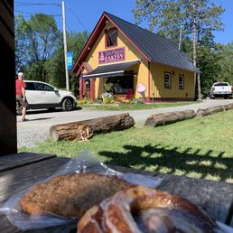 Exterior outside entrance of Sticky Fingers Bakery - Cinnamon roll and large snickerdoodle-second breakfast! - West Dover, Vermont Exterior outside entrance of Sticky Fingers Bakery - Cinnamon roll and large snickerdoodle-second breakfast! - West Dover, Vermont