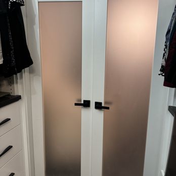 World Class Window Tint - Bathroom doors before tint - Home Window Tinting Near Me - Corona, California