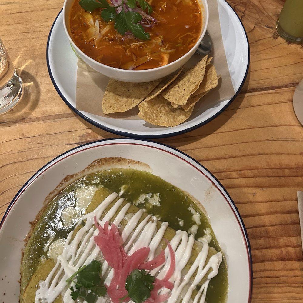 The salsa verde enchiladas and pozole The salsa verde enchiladas and pozole