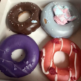 Bear Donut - Ube, raspberry, cotton candy, and classic chocolate glaze - Desserts Near Me - Englewood, New Jersey