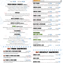 Sandwich Bar Menu