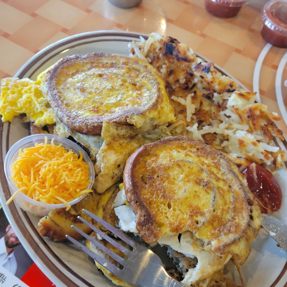 Judy's Cafe - French toast breakfast sandwich with hashbrowns - American Near Me - Garland, Texas Judy's Cafe - French toast breakfast sandwich with hashbrowns - American Near Me - Garland, Texas
