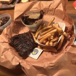 Fries, ribs, and brisket