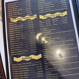 Menu as of march 2026 Menu as of march 2026