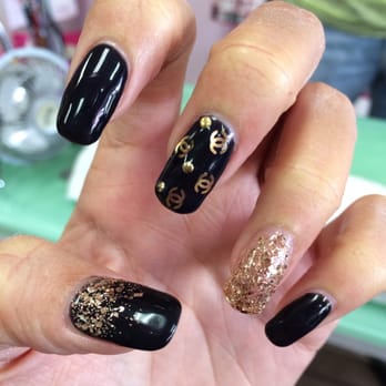A & A Nails Salon - Chanel gel nails. Black & gold - Nail Salons Near Me - Honolulu, Hawaii A & A Nails Salon - Chanel gel nails. Black & gold - Nail Salons Near Me - Honolulu, Hawaii