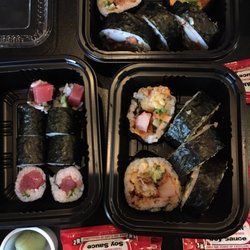 StreetSide Sushi - Shrimp tempura roll & tuna & cucumber roll.