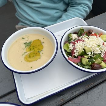 Souvla - Souvla Side Green Salad and Avgolemono Soup - Greek Near Me - San Francisco, California