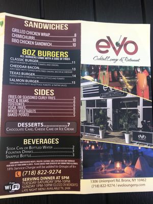 Menu photo 3 Evo Cocktail Lounge & Restaurant Bronx, NY Menu photo 3 Evo Cocktail Lounge & Restaurant Bronx, NY