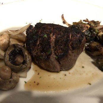 Morton's The Steakhouse - 8 oz filet with sides of mushrooms and onions and Brussels sprouts - Steakhouses Near Me - Cleveland, Ohio