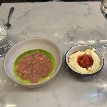Fradei Bistro - Vanilla bean panna cotta and strawberry semifreddo - Wine Bars Near Me - Brooklyn, New York Fradei Bistro - Vanilla bean panna cotta and strawberry semifreddo - Wine Bars Near Me - Brooklyn, New York