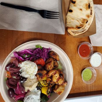 The Kebab Shop - Grilled chicken with all sides but yogurt and extra grilled veggie ls and humus. - Mediterranean Near Me - Cerritos, California The Kebab Shop - Grilled chicken with all sides but yogurt and extra grilled veggie ls and humus. - Mediterranean Near Me - Cerritos, California