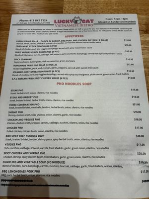 Menu photo 2 Lucky Cat Bistro Novato, CA Menu photo 2 Lucky Cat Bistro Novato, CA