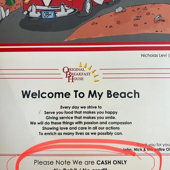 Original Breakfast House - Front of menu - Breakfast & Brunch Near Me - Phoenix, Arizona