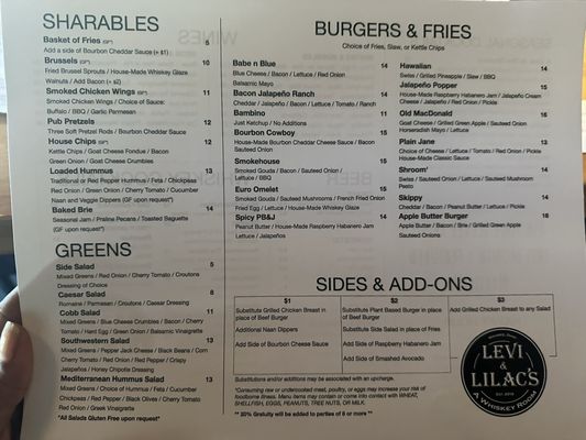 Menu photo 2 Levi & Lilac’s Whiskey Room Maumee, OH Menu photo 2 Levi & Lilac’s Whiskey Room Maumee, OH
