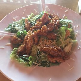 Honey garlic chicken with Cesar salad Honey garlic chicken with Cesar salad