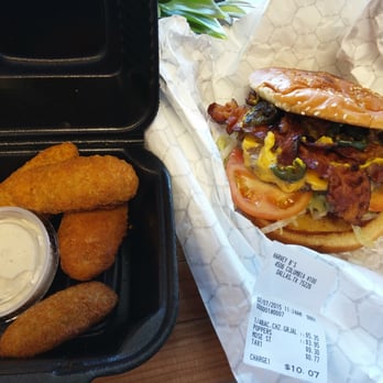 Harvey B's - Jalepeno cheddar and bacon burger with jalepeno poppers for 10 bucks - Burgers Near Me - Dallas, Texas