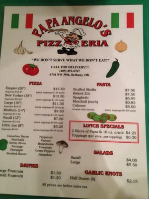 Menu photo 8 Papa Angelo's Pizza Bethany, OK