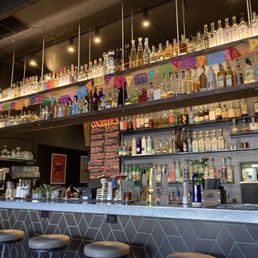 Colorful bar and cocktail menu