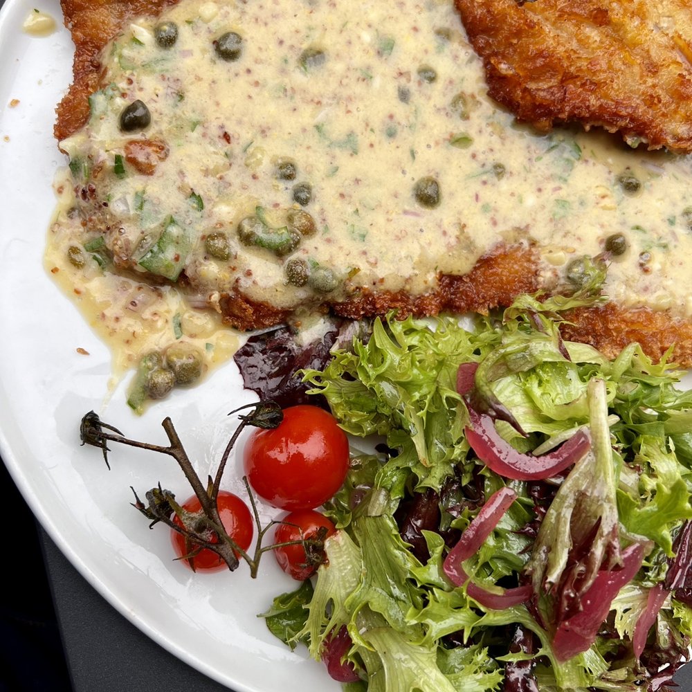 Valentina - Schnitzel with lemon caper sauce - Seafood Near Me - Encinitas, California Valentina - Schnitzel with lemon caper sauce - Seafood Near Me - Encinitas, California