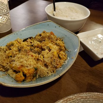Amiraj Modern Indian Kitchen - Vegetable Biryani... excellent portion and so good! - Bars Near Me - Williamsburg, Virginia