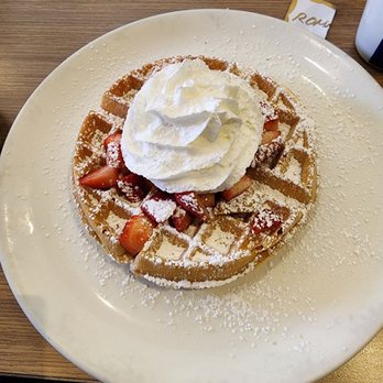 Broken Yolk Cafe - Fresh Strawberries instead of strawberry compote and whipped cream Belgium waffle. - Breakfast & Brunch Near Me - San Diego, California