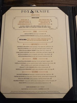 Menu photo 1 Fox & The Knife Boston, MA Menu photo 1 Fox & The Knife Boston, MA