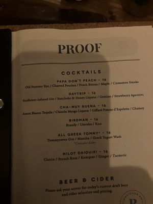 Menu photo 1 Proof Lancaster, PA Menu photo 1 Proof Lancaster, PA