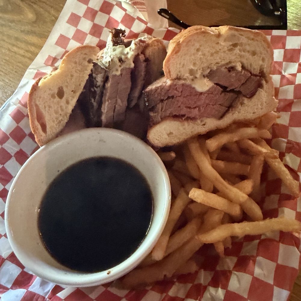 Cold Spring Tavern - French Dip with Fries. - American Near Me - Santa Barbara, California Cold Spring Tavern - French Dip with Fries. - American Near Me - Santa Barbara, California