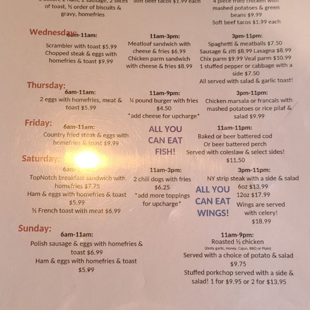 Daily Specials Menu Daily Specials Menu