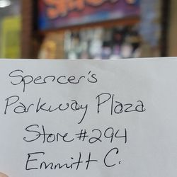 Spencer's - Store location ,store manager's handwritten name along with store number.